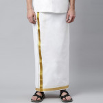 Men White Solid Cotton Dhoti