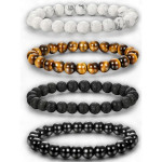 Set Of 4 Beaded Elasticated Bracelet