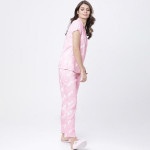 Women Pink & White Printed Night suit